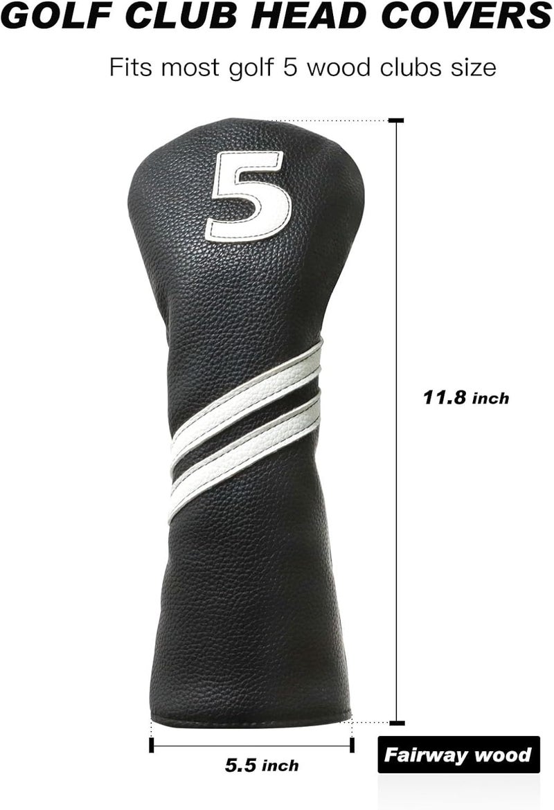 Frimon Golf Club Covers,4pcs or 1pc Golf Headcovers for Woods and Driver Fairway Hybrids Women Men - Premium PU Leather with Interchangeable Tags & Magnetic Blade and Mallet Putter Covers - Image 5